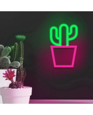 Cactus Neon Sign for Nature and Desert Themed Spaces