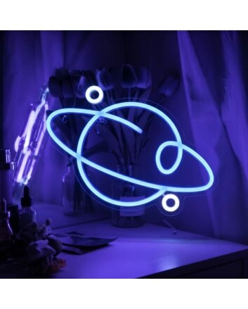 Planet Sign Neon Sign for Space Enthusiasts