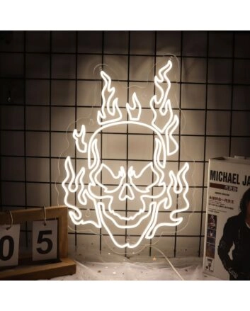 Skull Sign Neon Sign for Edgy Decor