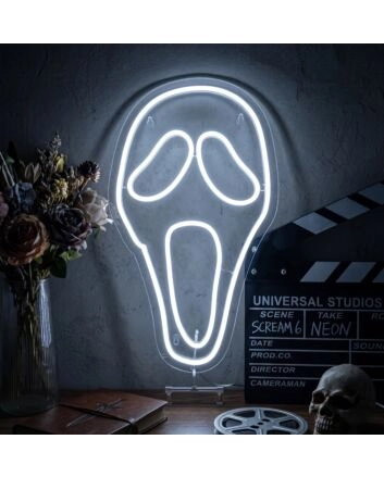 Ghost Face Neon Sign for Halloween Decor