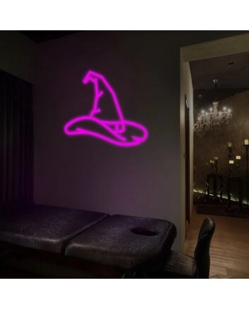 Witch Hat Neon Sign for Halloween Decor