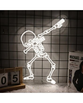 Dabbing Skeleton Neon Sign Add a fun touch to your Halloween decor