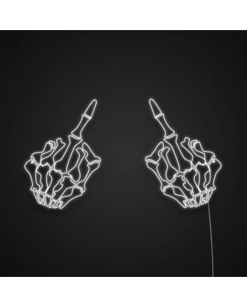 Skeleton Middle Finger Neon Sign Add a rebellious touch to your decor