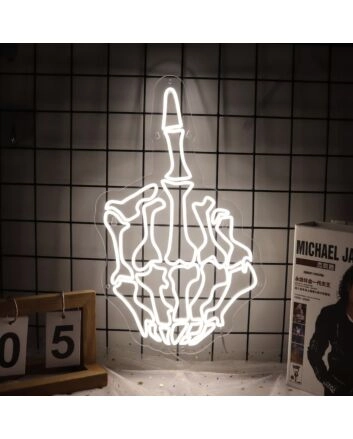Skeleton Middle Finger Neon Sign Add an edgy, rebellious touch