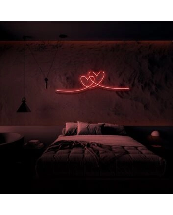 Double Heart Neon Sign Perfect for romantic and loving spaces