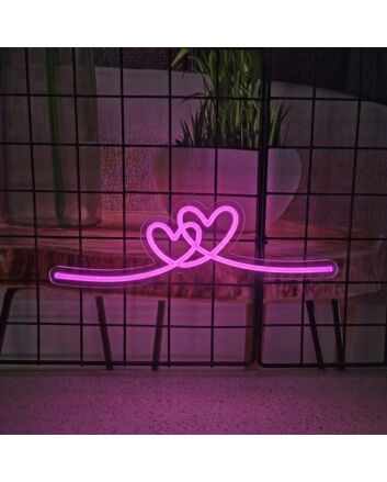 Double Heart Neon Sign Perfect for romantic and loving spaces