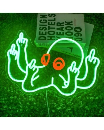Green Octopus with Red Eyes Neon Sign Kids Room Fun