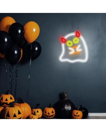Halloween Hand Held Pumpkin Imp Neon Sign Spooky Season
