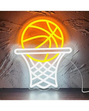 Orange Basketball and White Basketball Neon Sign Stadium Spirit