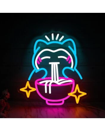 Snorlax Eating Ramen Neon Sign Anime Kids Room