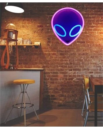 Elevate Your Space: Alien Head LED Neon Sign Perfect for Home Decor, Office Vibes, or Cosmic-Themed Parties.