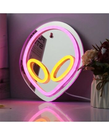 Transform Your Space: Aliens Shape Mirror LED Neon Sign Perfect for Bars, Gaming Rooms, and Sci-Fi Themed Events