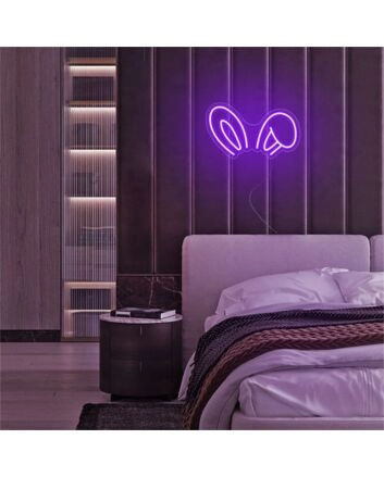 Brighten Up Your Space: Bunny Ears LED Neon Sign for Home Decor, Parties, and Themed Events