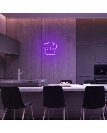 Brighten Up Your Kitchen, Restaurant, or Culinary Event with the Chef Hat LED Neon Sign.