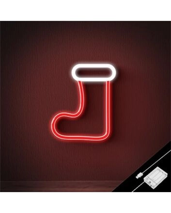 Brighten Your Festive Celebrations and Storefronts with Christmas Stocking Red LED Neon Sign.