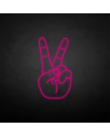 Peace hand symbol neon sign