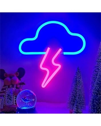 Brighten Up Any Space from Bars to Bedrooms with the Cloudy With Lightning LED Neon Sign.
