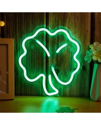 Brighten Your Bar, Office, or Wedding in Style with the Clover Shape Green LED Neon Sign.