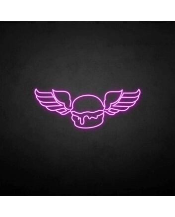 Wings with humburger neon sign