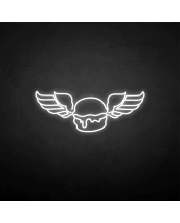 Wings with humburger neon sign