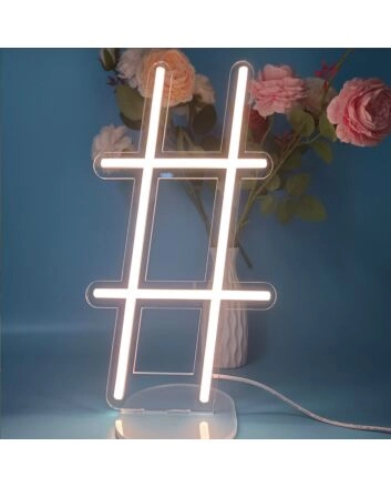 Brighten Up Your Space: LED Shaped Hashtag Neon Sign for Home Decor, Office Ambiance, and Social Events.