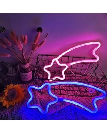 Brighten Up Your Space: Meteor LED Neon Sign Perfect for Bedroom, Gaming Setup, and Trendy Cafes