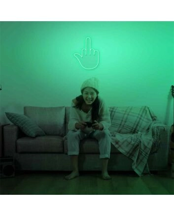Infuse Edgy Vibes into Your Home, Office, or Bar with the Middle Finger LED Neon Sign.