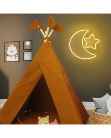 Add a celestial touch to your home, office, or event with the Mini Moon Star LED Neon Sign.