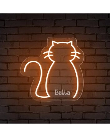 Transform Your Space: Neon Cat and Name Personalized LED Neon Sign for Home Decor, Office Chic, and Vibrant Parties