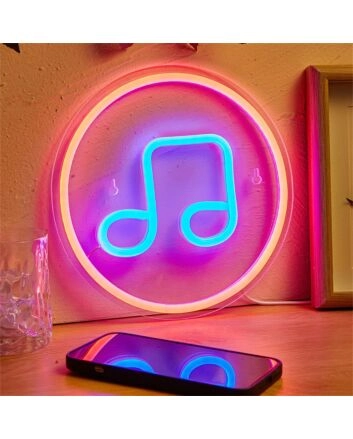 Enhance Your Space: Note LED Neon Sign perfect for Home Decor, Bars, and Music Events.