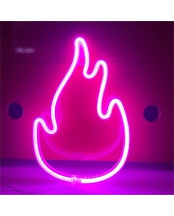 Brighten Your Space: Pink Flame LED Neon Sign Perfect for Home Decor, Bars, and Weddings