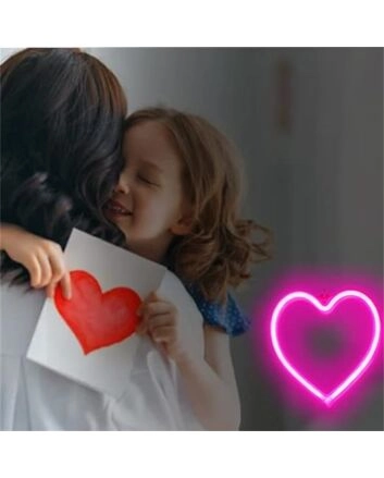 Brighten Up Your Space: Pink Heart LED Neon Sign Perfect for Weddings, Romantic Settings, and Trendy Bars.
