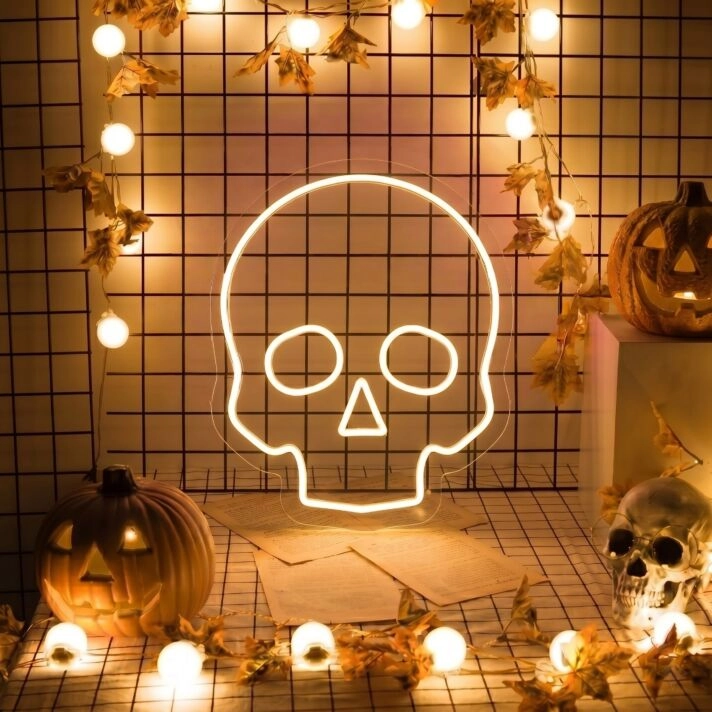 Elevate Your Space: Skull LED Neon Sign Sketch and Etch Us for Home Decor, Office Ambiance, and Bar Highlight.