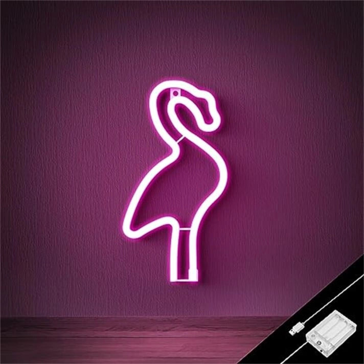 Brighten Up any Festive Occasion or Cozy Corner: Tropical Flamingo Pink LED Neon Sign for Bars, Weddings, and Home Decor.
