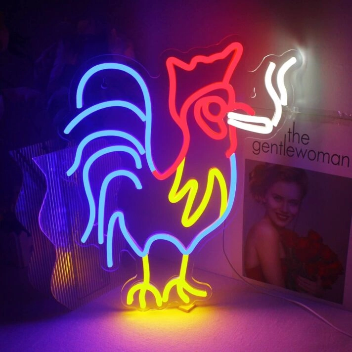 Brighten Up Your Kitchen or Bar: Dive into Ambiance with the Colorful Rooster Neon Sign