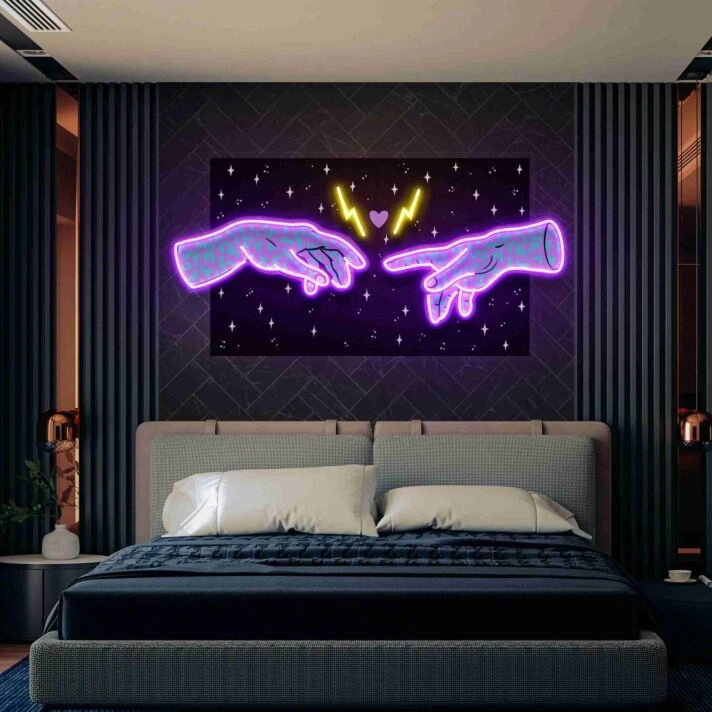 Brighten Up Your Bedroom, Office, or Chill-Out Spaces with Hand Of Acid Ancient Led UV Neon Sign Artwork.