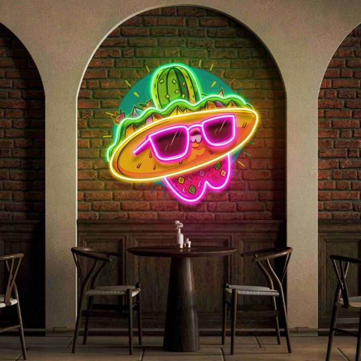 Brighten Your Dining Experience: Mexico Taco Restaurant Led Light Wall Decor for Home, Office, Bars, and Festive Celebrations.