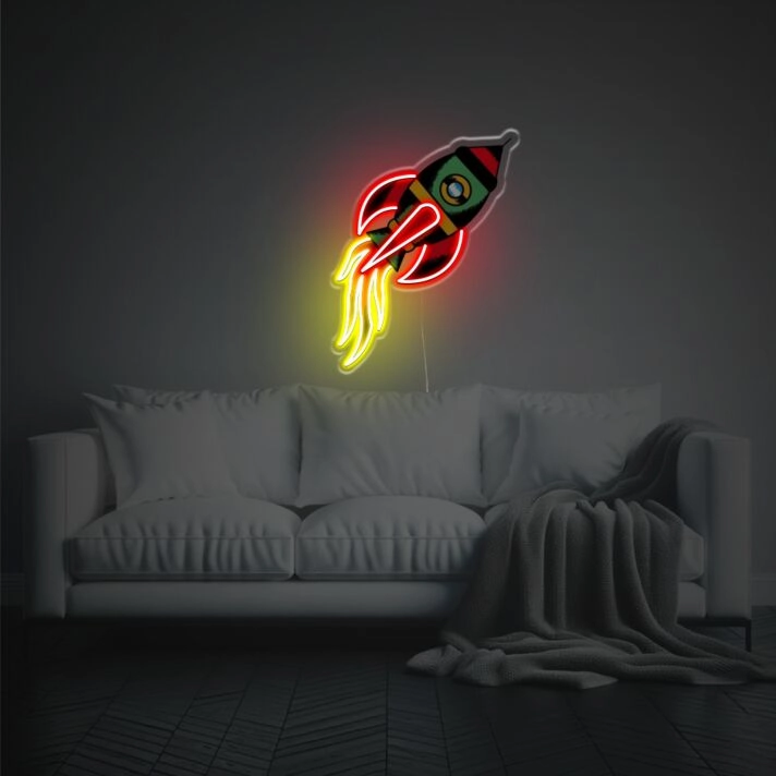 Take your space to new heights in style – Perfect for home decor, offices, and themed parties with Lifting Rocket LED Neon Acrylic Artwork.