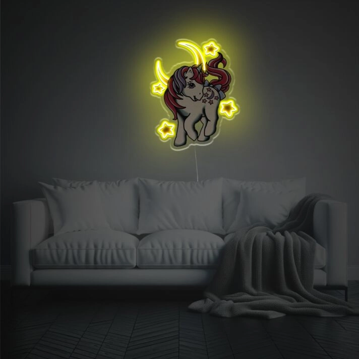 Brighten Your Child's Bedroom or Next Birthday Bash with Little Unicorn With Moon And Stars LED Neon Acrylic Artwork.