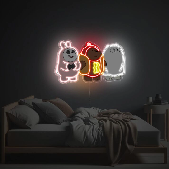 Elevate Your Space: Panda Brown Bear And Ice Bear LED Neon Acrylic Artwork - Perfect for Home Decor, Trendy Offices, and Vibrant Bars.
