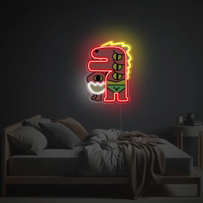 Elevate Your Space: Three Eyes Red Guy Monster LED Neon Acrylic Artwork Perfect for Bars, Game Rooms, and Themed Events.