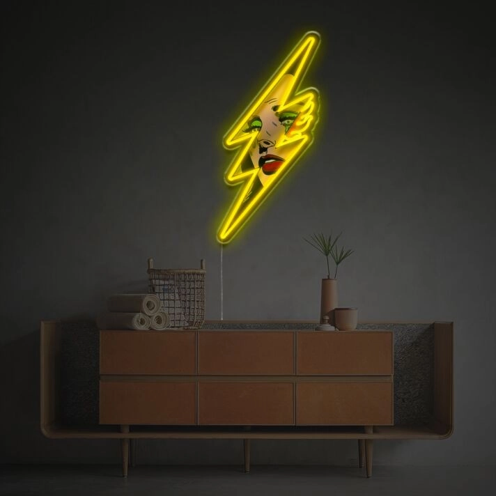 Brighten Your Bar, Office, or Home Decor with Flash With Pop Style Lady LED Neon Acrylic Artwork.