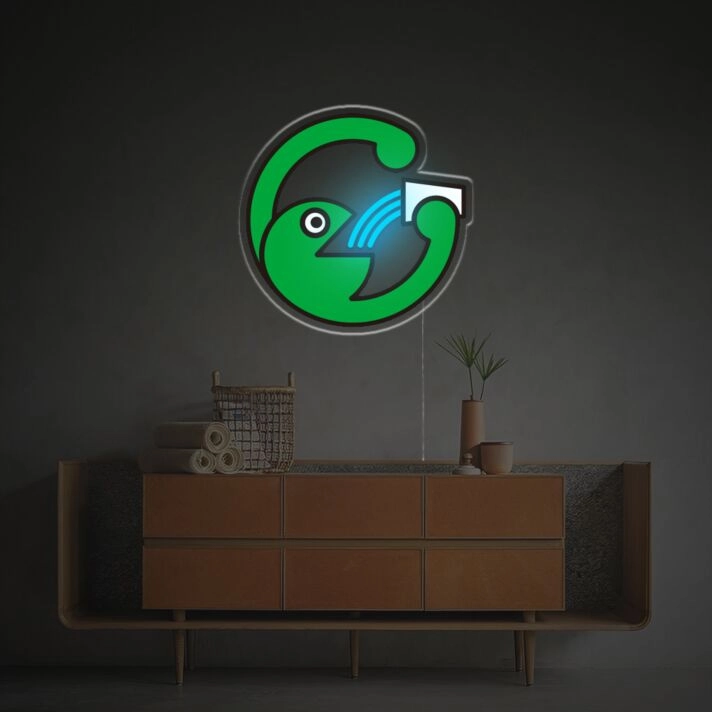 Brighten Up Your Bar or Home Space with Green Guy Drinking Water LED Neon Acrylic Artwork for a Unique Touch.