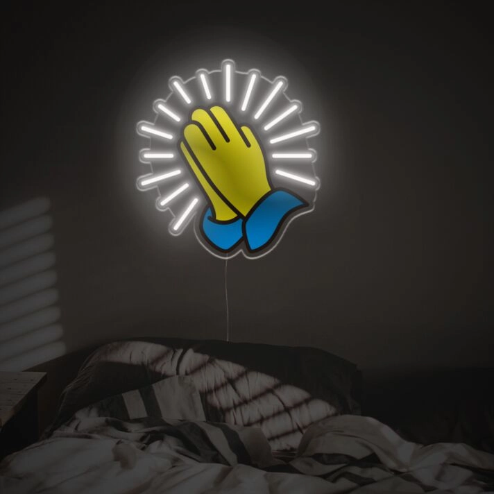 Elevate your spiritual ambiance in home décor, yoga studios, and meditation spaces with Praying Gesture LED Neon Acrylic Artwork.