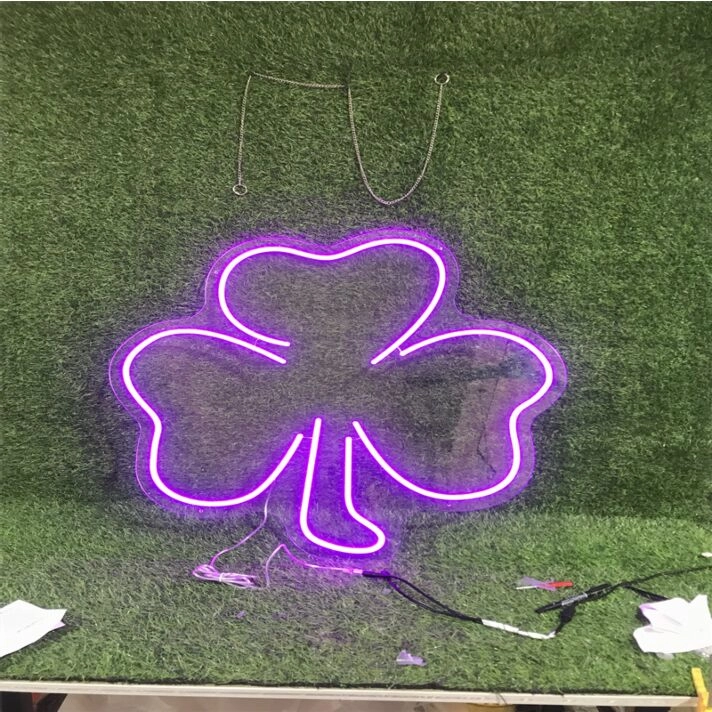 Brighten Up Your Space: Clover Purple LED Neon Sign for Home Decor, Bars, and Weddings