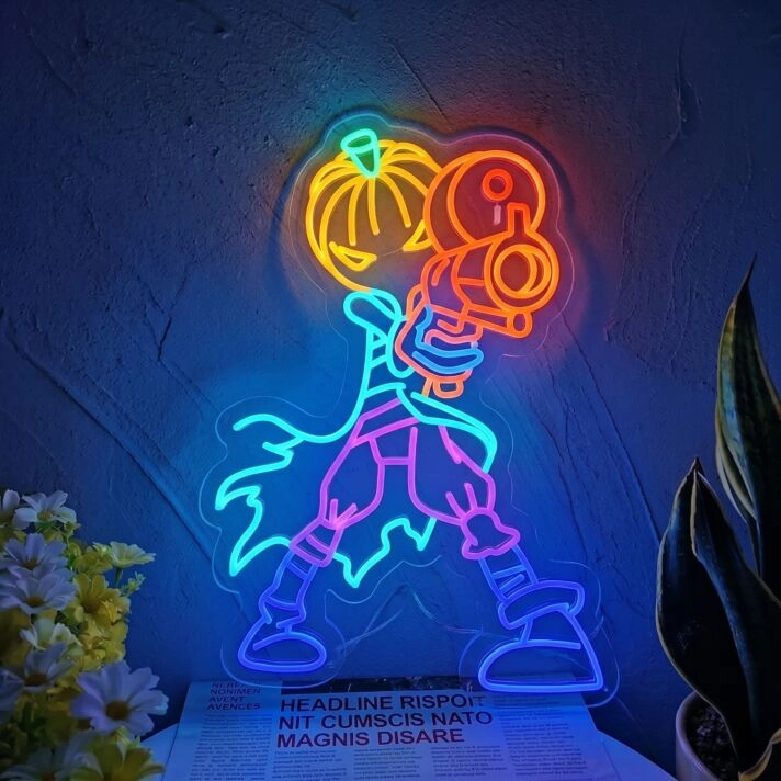 Brighten Up Your Halloween Bash and Themed Room with the Assassin Jack Neon Sign Assassin Pumpkin Neon Lights Decor.