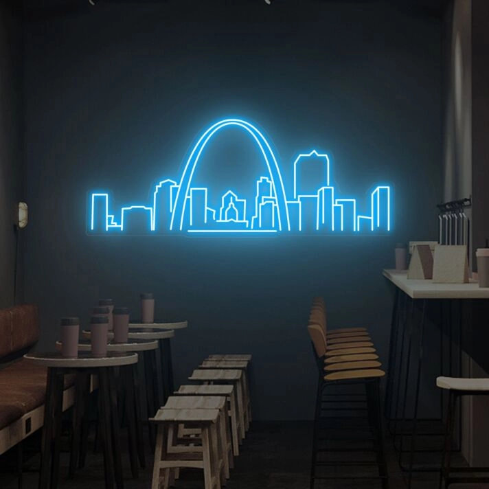 Saint Louis City Skyline Neon Sign Wall Decor: Brighten Your Office, Enhance Your Bar, and Celebrate Special Occasions in Style