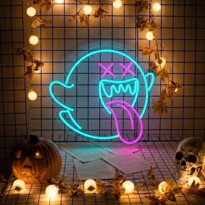 Elevate Your Game Room, Bar, or Halloween Party Ambiance with the Versatile Ghost Neon Sign LED Wall Decor