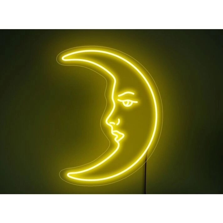 Transform Your Space into a Celestial Oasis with the Moon Face Neon Sign - Perfect for Bedrooms, Bars, Weddings, and More!