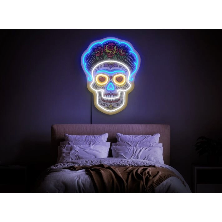 Brighten Your Home, Office, and Special Celebrations with the Sugar Skull Pop Art Artwork Decor LED UV Neon Sign